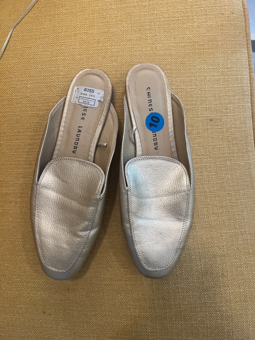 Chinese Laundry Metallic Gold Slip-On Mules